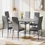 Grey Concrete Effect Table + Set of 6 Grey Pu High Back Chairs