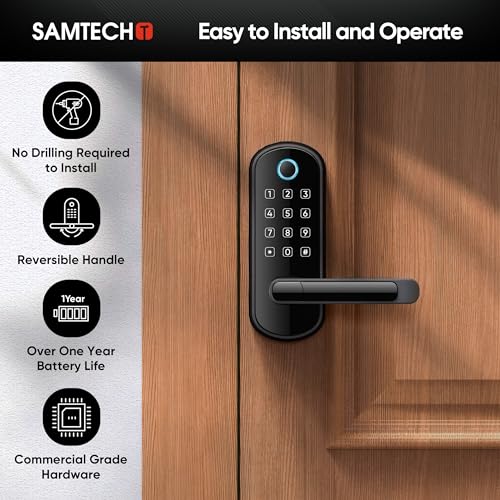 Smart Lock with Handle, Smart Electronic Door Lock with Handle, Digital Fingerprint Door Lock, Keypad Keyless Entry Door Lock with Handle, Door Knob, Door Lever, Alternatives to Deadbolts - Image 6