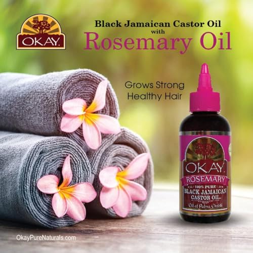 Okay Pure Naturals Black Jamaican Castor Oil - Castor Oil for Hair Growth, Moisture for Skin, Face, Scalp, Eyelashes, Eyebrows - Hair Oil for Men & Women - Rosemary, 4 oz Glass Bottle - Image 3