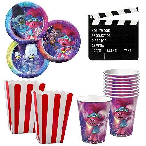 Party City Trolls World Tour Movie Night Kit, Party Supplies, Includes Cups, Plates