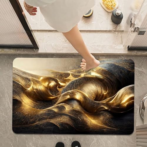 Image of FIGMENT 3D Anti-Slip Water Absorbent Bathroom Mat | Quick Dry Rectangular Bath Mat for Home, Kitchen Doorway, Office & Entryway Use | Soft, Odour-Free & Easy Clean Floor Mat (60x40 cm)