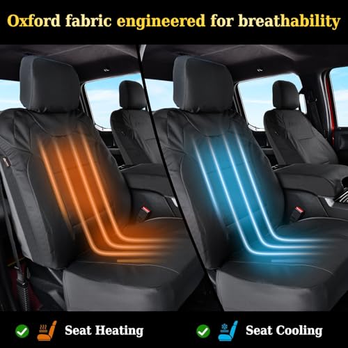Image of Coverado Oxford Seat Covers Full Set Custom Fit for 2015-2026 Ford F150 & 2017-2026 Ford F250 F350 F450 Truck Seat Covers, Waterproof Seat Protector Car Seat Cushions for Kids & Dogs, Black