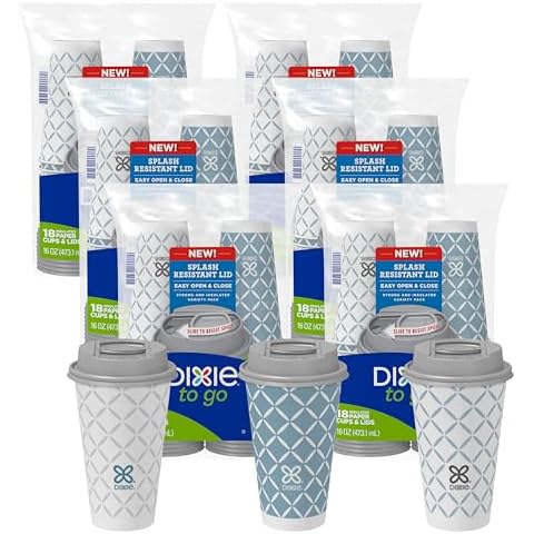 Dixie To Go Large Paper Coffee Cups With Lids, 16 Oz, 108 Count, Disposable Cups For On-The-Go Hot Beverages Cover