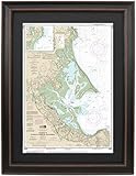 Framed Nautical Map 13253 : Harbors of Plymouth, Kingston, and Duxbury- Standard Size. Handmade in USA