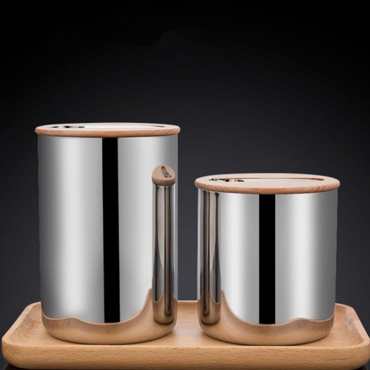 Tarro de Almacenamiento Hermético para Té y Café, Acero Inoxidable Plata | Acabado Pulido Fino, Diseño Simple, Uso Doméstico en Casa, Apto para Granos de Café