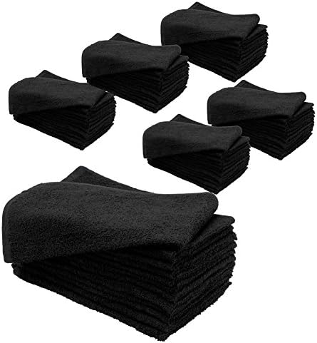 72 Pack 100% Cotton Salon Hair Drying Towels Standard Black 15" x 25"