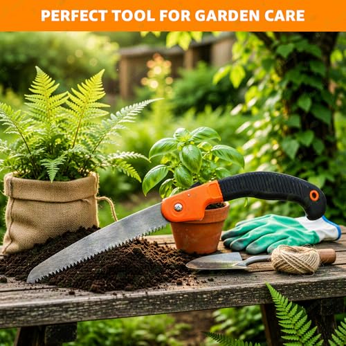 Image of Foldable Pruning Saw for Trees 40 cm Folding Hand Saw with Safety Lock Branch Cutting Saw for Garden, Wood, Bamboo & Tree Pruning Anti-Slip Ergonomic Handle Portable Camping Saw