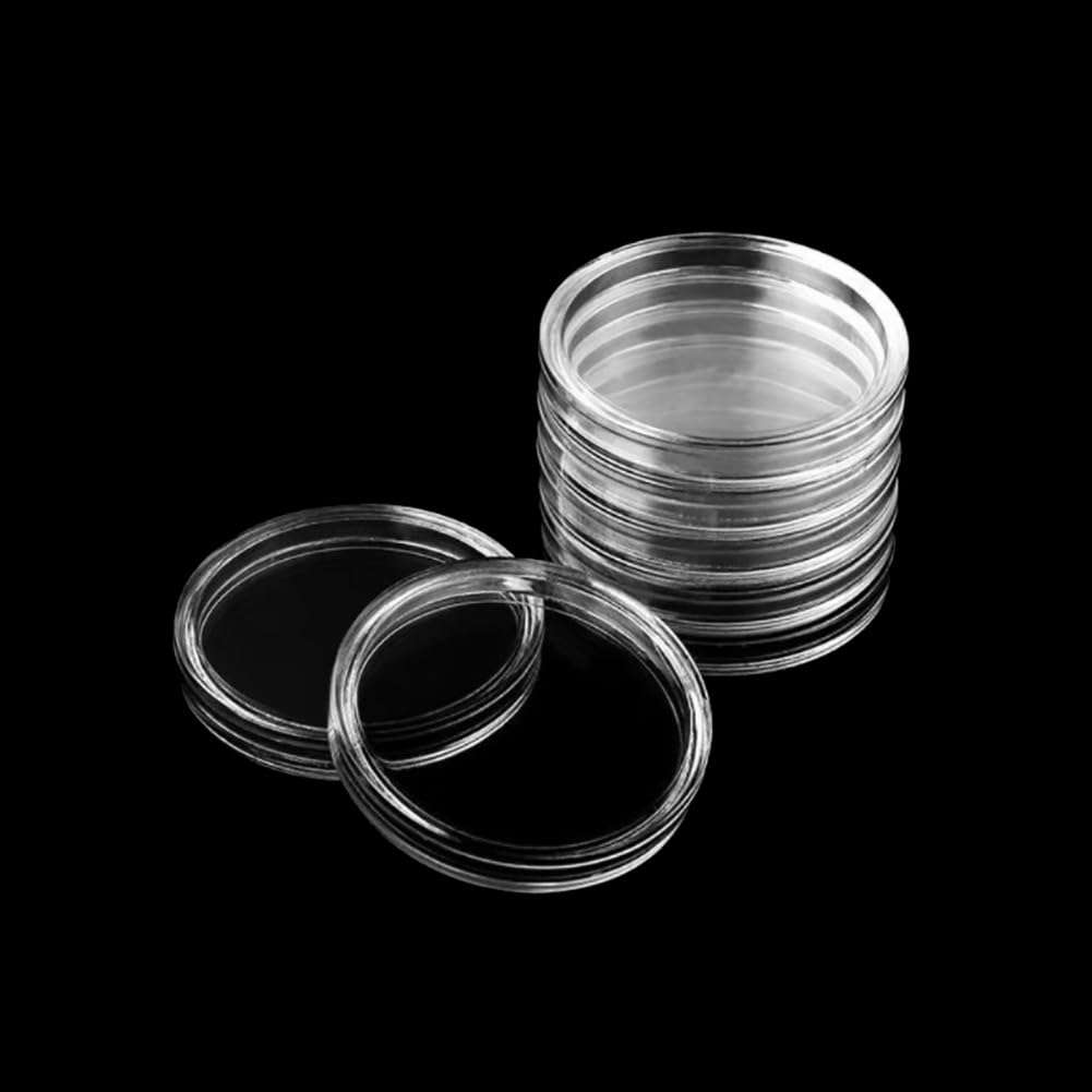 50 Capsules Rondes Transparentes En Plastique – Diamètre 40 Mm, Pour Pièces De Monnaie Ou Collection