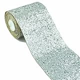 Glitter Wallpaper Border Peel and Stick Sparkle Glitter Wall Border Ceiling Decorative Border for Bathroom Living Room (Glitter Silver)