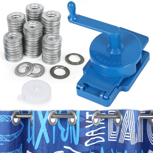 Curtain Grommet Tool Kit 80PCS Plastic Curtain Sliver Roman Rings 1.9-2Inch Rotary Curtain Puncher Measuring Tape DIY Manual Hole Punch Cutter for Window Shower Drapery Living Room