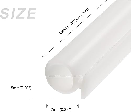 Miniatura 2 de Burlete de ventana tipo bombilla (0.276 in x 9.8 ft), 1 unidad, tira de sellado de silicona para montaje en ranura en T se adapta a 0.197 in, para