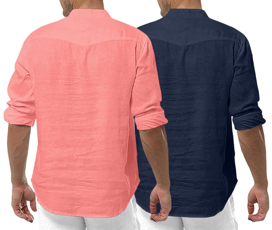 Image of ROYALSCOUT Men's Cotton Polyester Blend Solid Regular Fit Full Sleeve Short Kurta | Ethnic, Lightweight Summer Kurta for Daily & Occasion Use