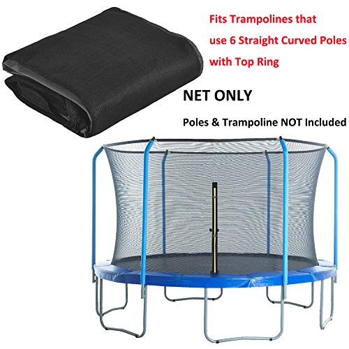 Zoyemone 14 FT Replacement Trampoline Safety Net Fits for Round Frames Using 6 Curved Pole with Top Ring Enclosure Systems (Net Only)