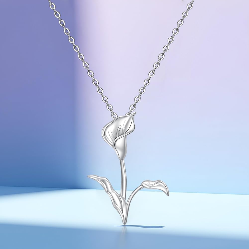 Lily Flower Necklace for Women Sterling Silver Mothers Day Gifts Calla Lily Necklace Jewelry Gifts Pendant - Image 5