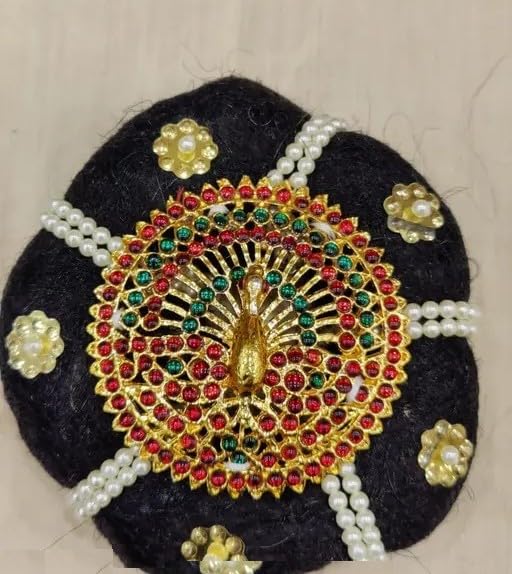Bharatanatyam Hair Band, Donut And Accessories Ring Style Jewellery Rakodi Hair Bun Ring Set Satin Pearls.Classical Dance Jewellery Red And Green Stone And Peacock Rakodi .(AD:0028)