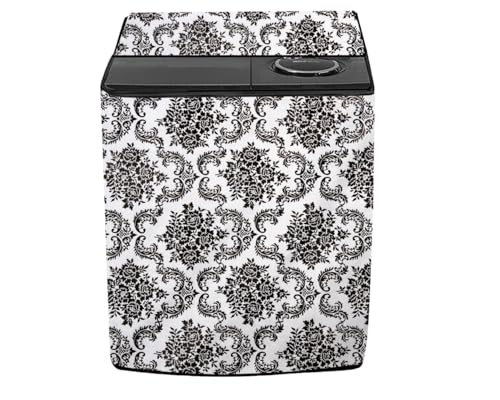 Image of Stylista Washing Machine Cover Compatible for GODREJ 6.2KG Semi-Automatic Top Loading GWS 6203 PPD, Floral White & Black