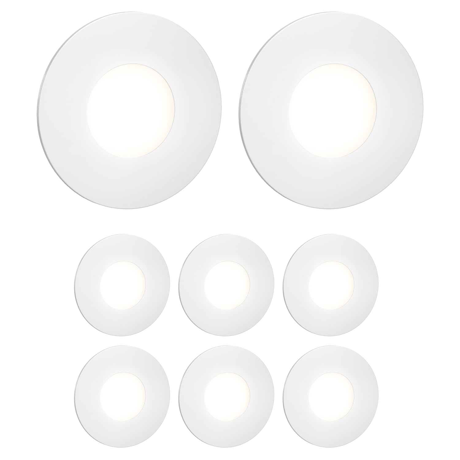 ledscom.de 8x LED Treppenlicht/Wandeinbauleuchte FEX für innen und außen, rund, 85mm Ø, kaltweiß