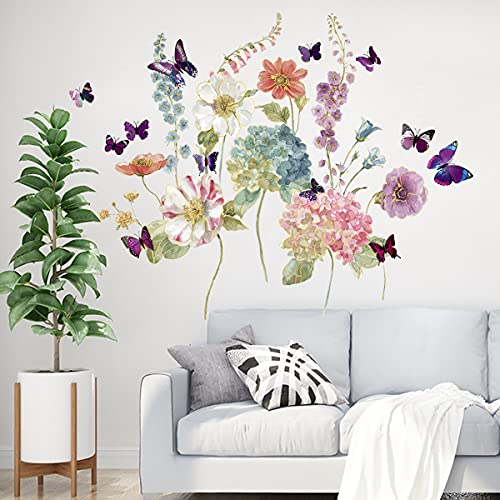 Opiniones de Pegatinas de pared , tabla con los diez mejores. 46 Pegatinas flores mariposa, murales pegatinas desmontables, pegatinas loto de vinilo, dormitorio niñas, Sala de estar, decoración baño (Multicolor)