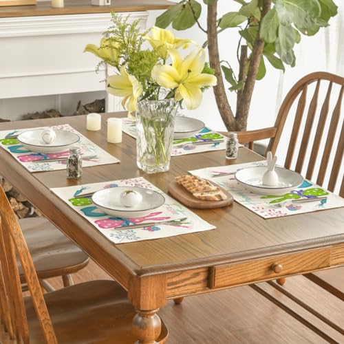 Artoid Mode PLACEMAT-EASTER-4PC-3045-014GRBUPK Green Blue Pink Rabbit Bunny Happy Easter Placemats Set Of 4 thumb #3