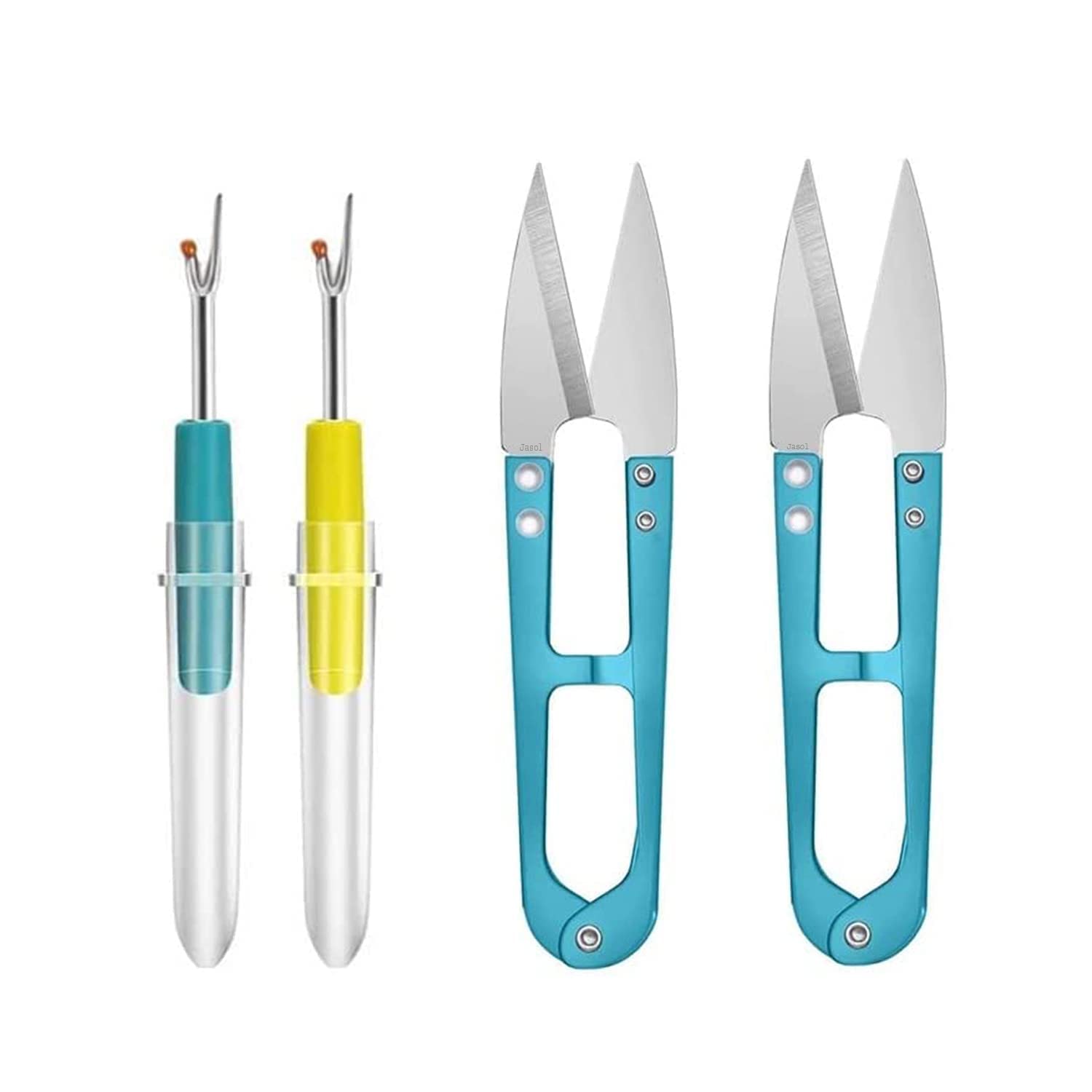 Sewing Thread Cutteer Metal Sewing Snips Thread Cutter Scissors with Seam Ripper Set of 4 (blue)
