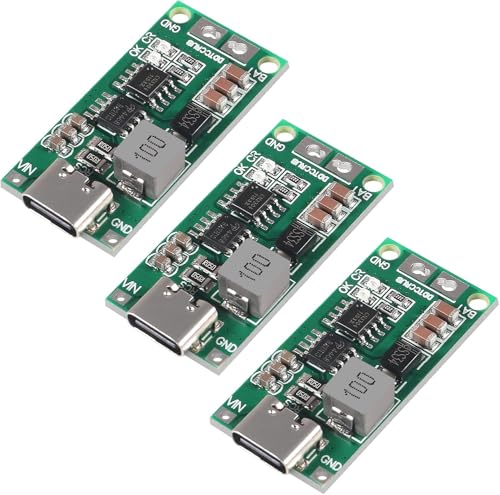 Image of USB-C to 12.6V 3S 2A Step-Up Boost Charger Module for 11.1V 18650 Li-Ion LiPo Lithium Battery Type-C 3-Pack with Overvoltage Protection Board for DIY Power Systems and Robotics
