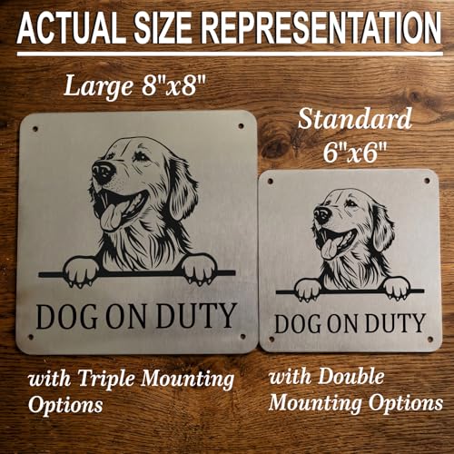 Image of Beware of Dog Sign, Golden Retriever, 8x8 Inch, Durable Steel, Triple Mount