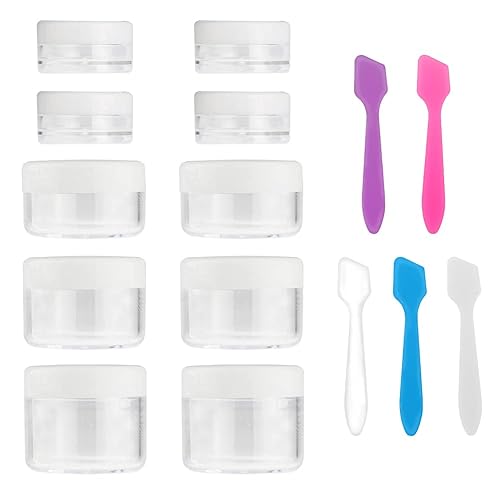 Accmor 10 recipientes de viaje de maquillaje con tapas de 3510150.71oz de tamaño cosmético con 5 mini espátulas para regalo (color blanco)
