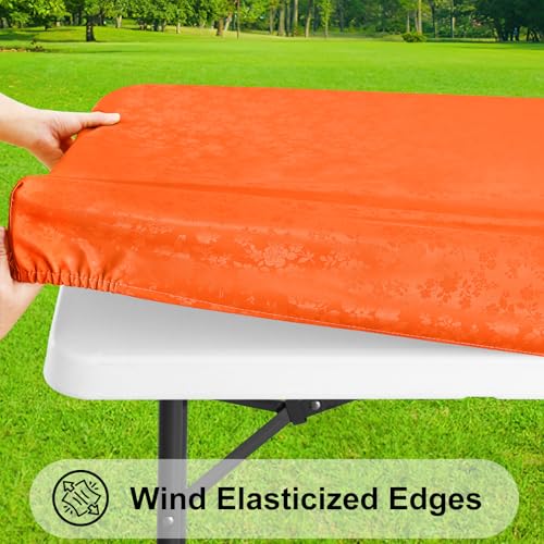Image of Smiry Heavy Duty Vinyl Fitted Tablecloths for 6 Foot Rectangle Tables