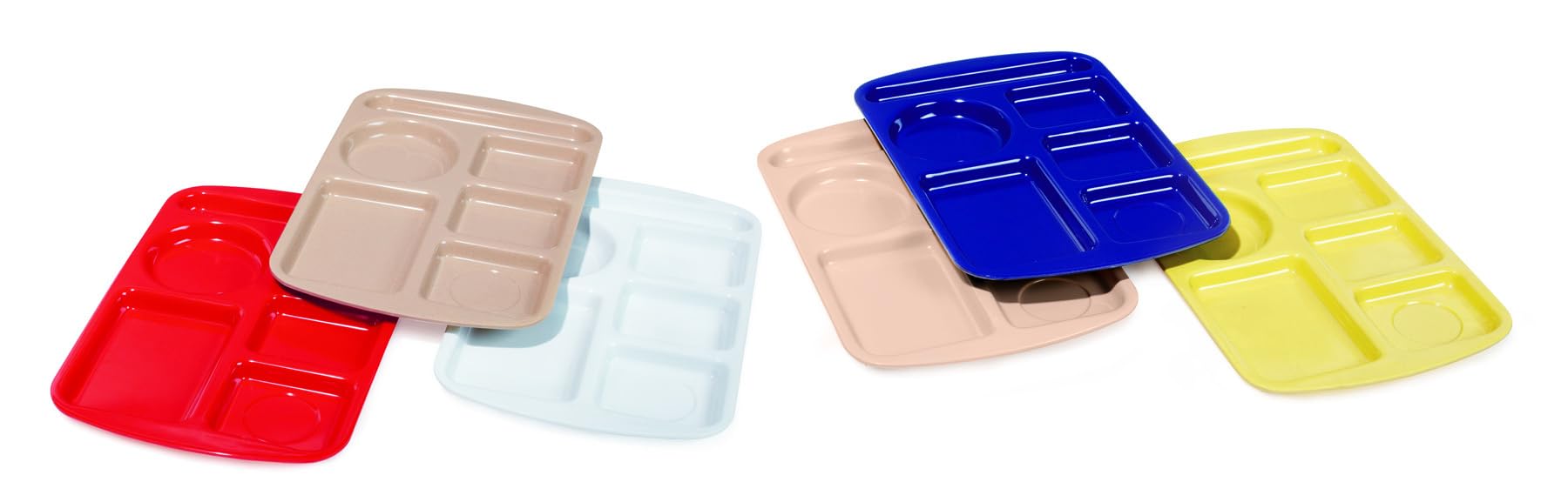 GET Plateau moderne en plastique bleu paon 4 compartiments pour école cafétéria, 25,4 x 35,6 cm
