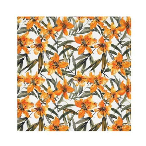 Servilletas de Tela Naranja Floral 6 un 20x20 pulg miniatura 1