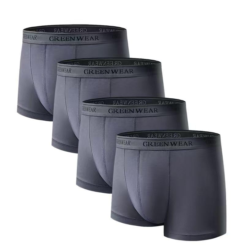 Men's Dual Pouch Boxer Briefs - Modal Mens Underwear - Breathable Moisture-Wicking Contoured Fit for Sports 4 Pack