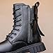 Girls Lace Up Ankle Boots Cute Leather Combat Riding Boots Shoes Fashion Side Zipper Punk Goth Lug Sole Ankle Booties
