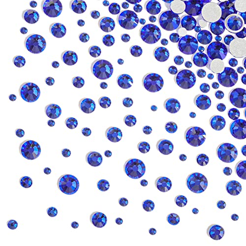 Image of Beadsland Rhinestones for Makeup,8 Sizes 2500pcs Blue Flatback Rhinestones Face Gems for Nails Crafts with Tweezers and Wax Pencil,Sapphire,SS4-SS30