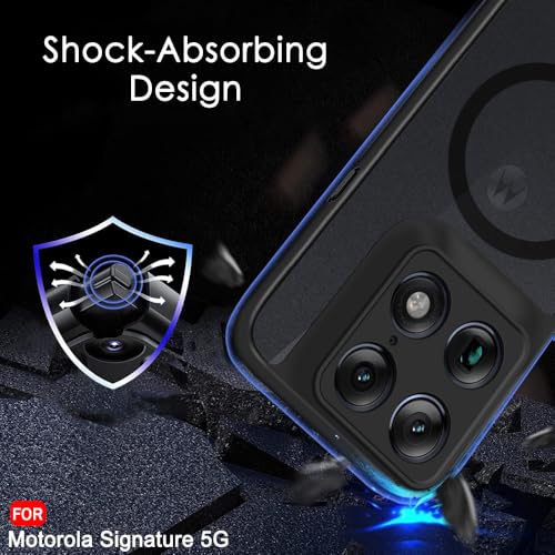 Image of TheGiftKart Hybrid Shockproof Back Cover Case for Motorola Moto Signature 5G Compatible with MagSafe | Hard Back Cover Case for Moto Signature 5G (PC & TPU, Translucent Smoke Matte Back, Black Sides)