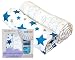 Organic Cotton Muslin Blue Star & Cloud Baby Boy Swaddle Blanket | Ultra Soft