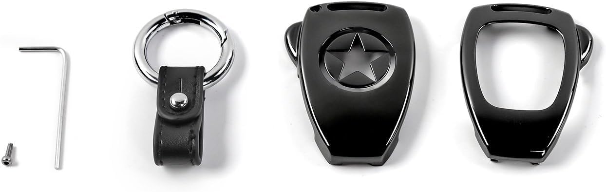 JeCar Metal Remote Key Fob Cover Case Shell Fob Protection Hull with Key Chain for Jeep Wrangler JK JKU 2008-2017/Compass 2008-2015/Patriot 2011-2016 Accessories