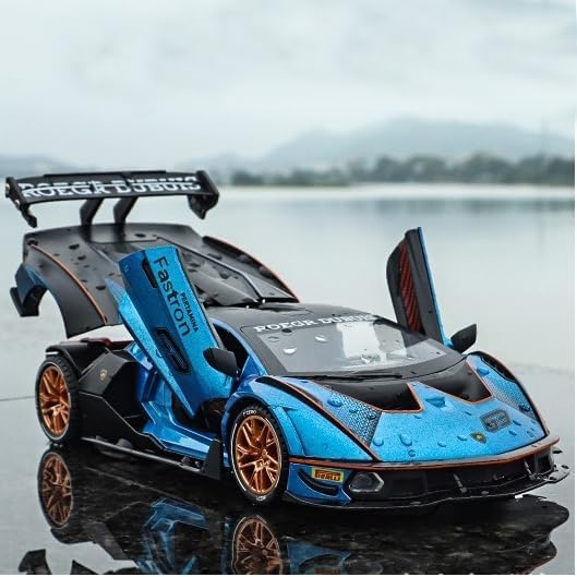 Image of SPITEN Lambo SCV12 1:24 Diecast Scale Model Metal Pull Back Toy car for Kids with Openable Doors & Light, Music Toy Vehicle for Kids - Colors as Per Stock