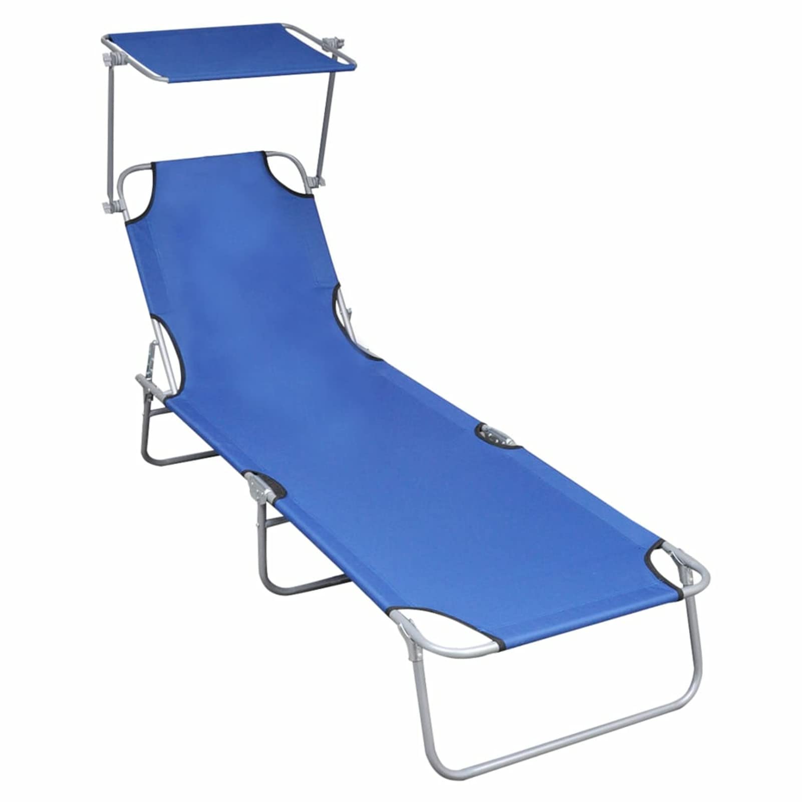 Rantry Casa Lettino Prendisole Pieghevole con Baldacchino in Alluminio Blu, Lettini Prendisole, Divano Letto Mobili, Lettini da Giardino, Lettino da Piscina da Giardino per Esterno Piscina Casa Mobili