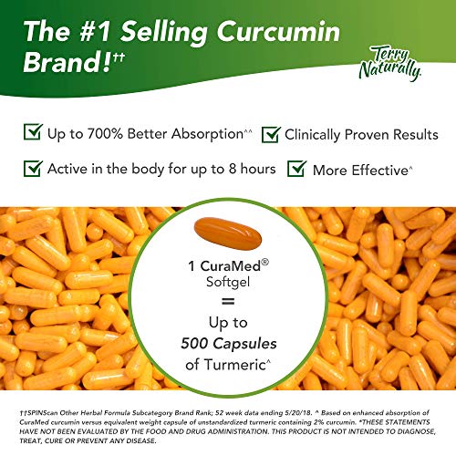 Terry Naturally Curamed 750 Mg - 30 Softgels - Superior Absorption Bcm-95 Curcumin Supplement With Turmeric , Promotes Healthy Inflammation Response - Non-Gmo , Gluten-Free , Halal - 30 Servings #TOP1