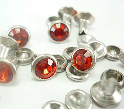 40Set 8mm RED Synthetic Gem Rhinestone Rivets Studs Snap Daimond Color RV638