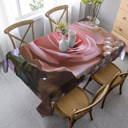 Nappe rectangulaire 89x140 cm imperméable et infroissable style rustique rose