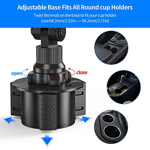 Suporte duplo de copo para celular, suporte giratório de 360°, suporte universal ajustável para 2 te