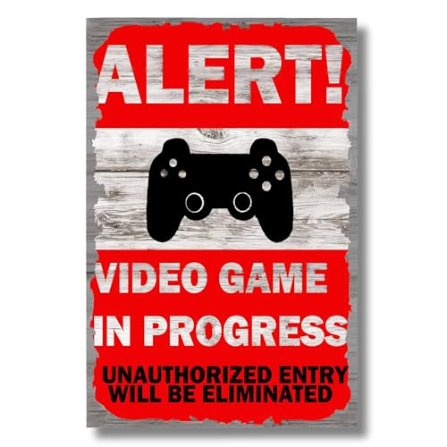 M V MELVI LINE Cuadro Decorativo para Sala de Juegos, Habitación Juvenil, Salón. Alert Video Game Cuadro para la Pared. Foto imagen para Gamer. Regalo original Jugadores.