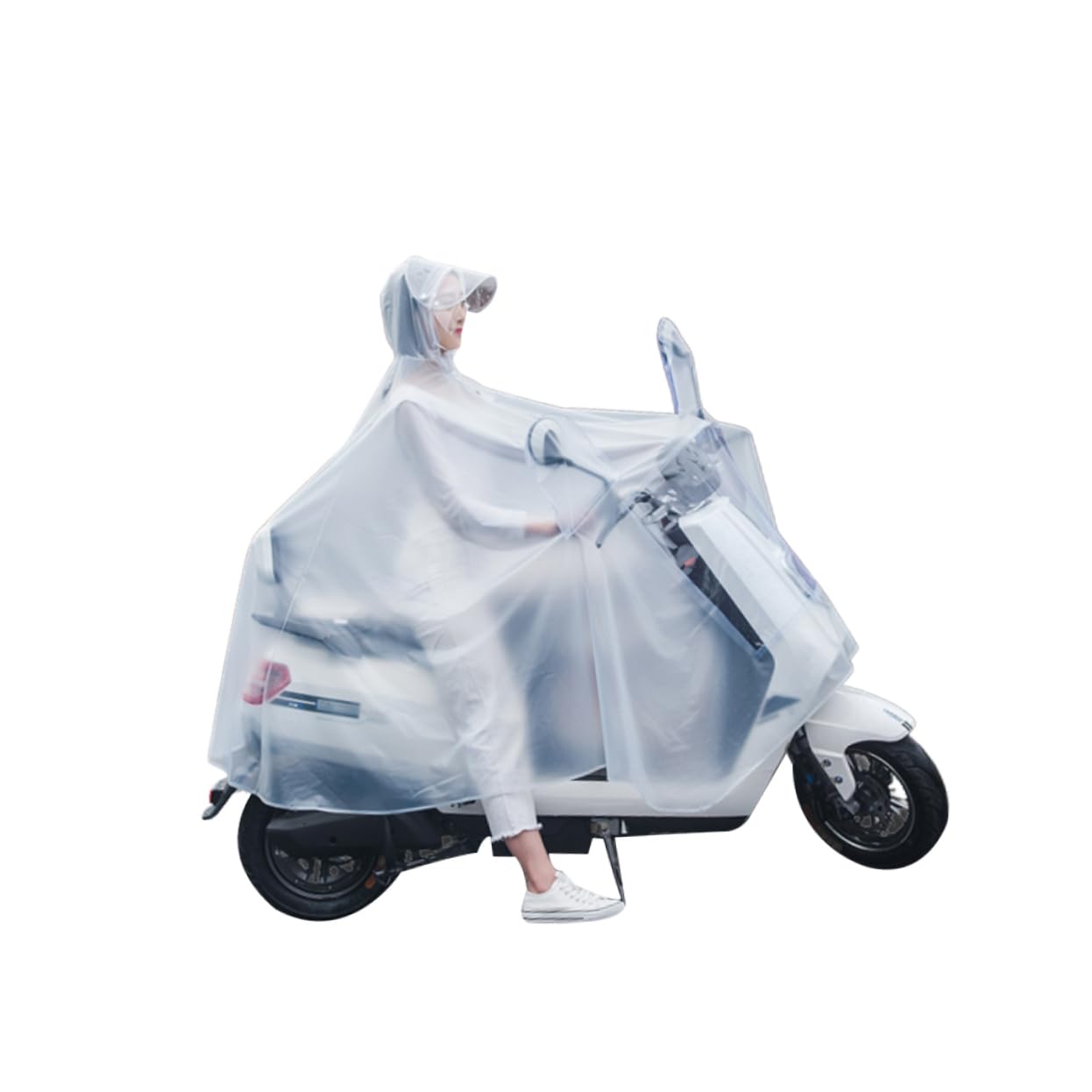 Raincoat Outdoor Donna Adulti Pvc Bianco Xxxxl per Riding | Crystal Frosted Finish, Copertura Collo, Taglio Monopezzo da Indossare Durante L'uso Esterno