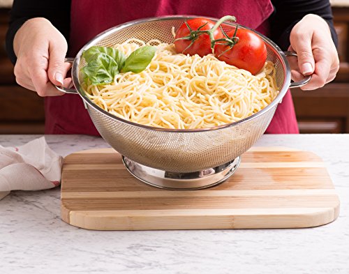 Bellemain Metal Colander With Handle - Pasta, Spaghetti, Berry, Fruit, Vegetable, Kitchen Food Strainer Basket - 18/8 Stainless Steel Colander Bowl - Pot Drainer For Cooking, Sifter Strainer, 5 Qt #TOP5