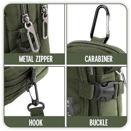Image of CARRY TRIP Tactical Outdoor Sling Bag with Adjustable Strap, 2 Compartments, Water-Resistant Material, Keychain & Card Slots - Hiking, Camping & Travel Crossbody Bag for Men & Women