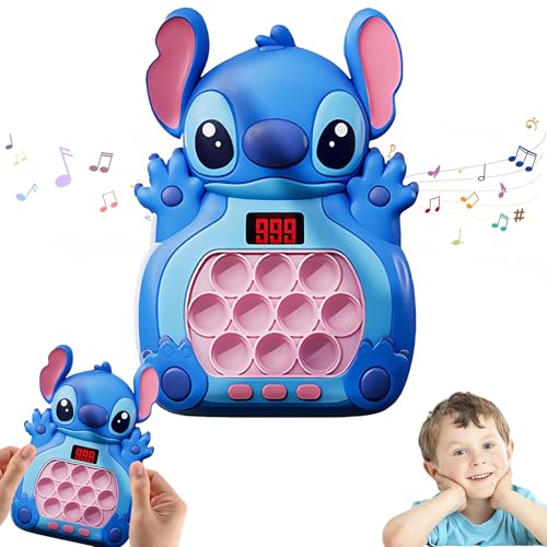 Light Up Pop it Game Quick Push Bubbles Game Blue Handheld Fast Speed Pushing Game Electronic Poppet Game Sensory Fidget Toy Pop Controller Popping Game Puzzle Pop Game for Kids Xmas Birthday Gifts