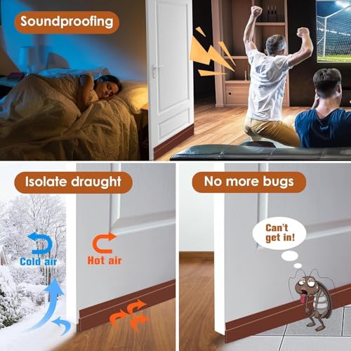 Image of Silicone Door Bottom /Under Gap Filler Rubber Sealing Strip, Door Sealer Strip for Cockroach, Insect and Bugs, Seal Air & Dust (Brown, 39 Inch) (Brown, 39 Inch)