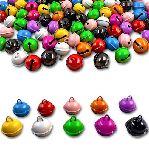 60 Pcs Colorful Bells 22mm Jingle Bells for Crafts Multicolor Small Metal Bell for Jewellery Making Crafts Christmas Party Decoration Pet Dog Cat Collars DIY Accessories Home Decor