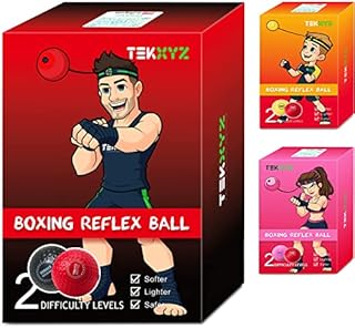 TEKXYZ Boxing Reflex Ball, 2 Difficulty Levels Boxing Ball with Headband, Perfect for Reaction, Agility, Punching Speed, Fight Skill and Hand Eye Coordination Training